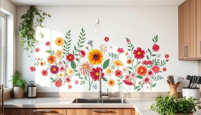 Kitchen Wall Stickers Decor Flower